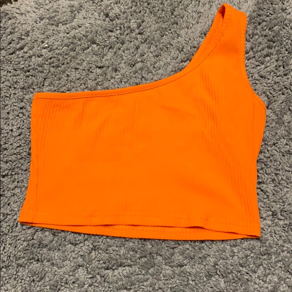 Orange one sleeve crop top